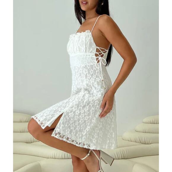 NWT Princess Polly AT LAST LACE MINI DRESS WHITE size 2 - Picture 1 of 8